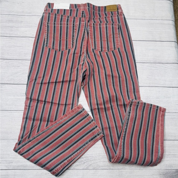 American Eagle Mom‎ Jeans Size 6 Long Striped Mauve Navy Turquoise Peach NWT - Picture 3 of 7